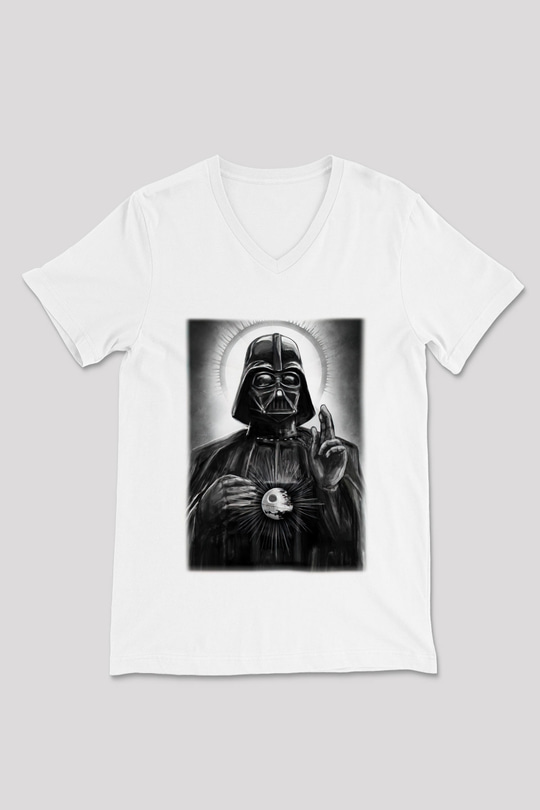 Star Wars Beyaz Unisex V Yaka Tişört T-Shirt