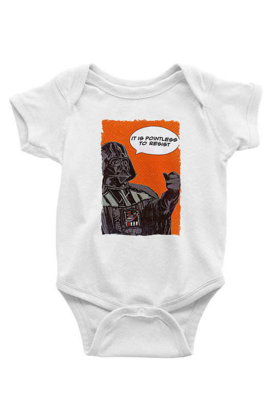 Star Wars (Dart Vader) Baskılı Beyaz Unisex Bebek Body - Zıbın