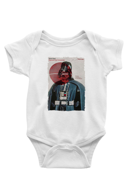 Star Wars (Dart Vader) Baskılı Beyaz Unisex Bebek Body - Zıbın