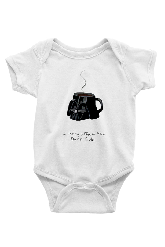 Star Wars (Dart Vader) Baskılı Beyaz Unisex Bebek Body - Zıbın