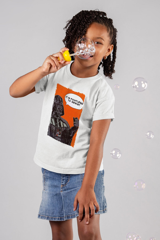 Star Wars (Dart Vader) Baskılı Beyaz Unisex Beyaz Çocuk Tişört - Tshirt