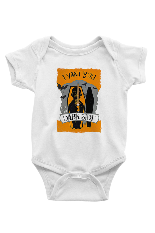 Star Wars (Dart Vader) Baskılı Beyaz Unisex Bebek Body - Zıbın