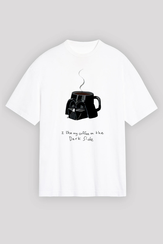 Star Wars (Dart Vader) Baskılı Beyaz Unisex Oversize Tişört - Tshirt