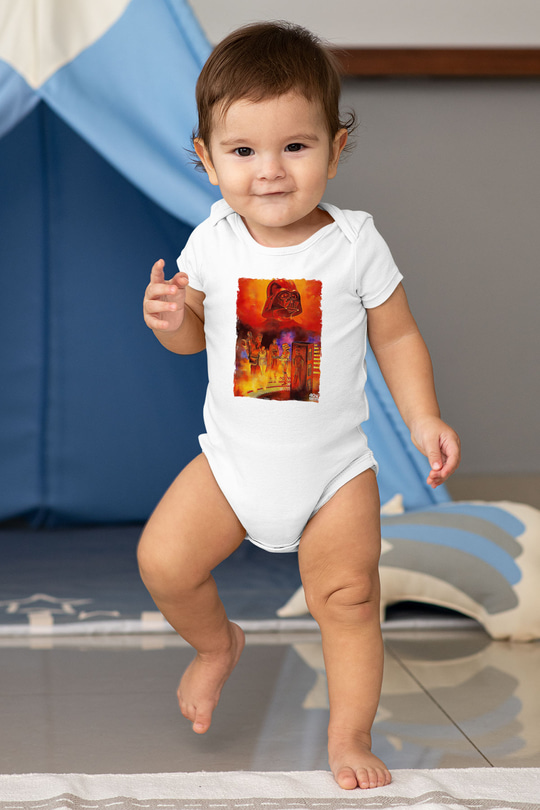 Star Wars (Dart Vader) Baskılı Beyaz Unisex Bebek Body - Zıbın