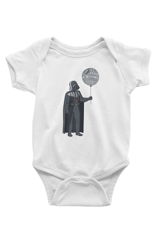 Star Wars (Dart Vader) Baskılı Beyaz Unisex Bebek Body - Zıbın