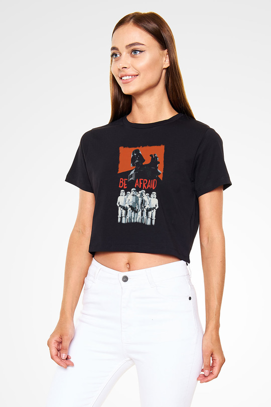 Star Wars (Dart Vader) Baskılı Siyah Crop Top Kadın Tişört - Tshirt