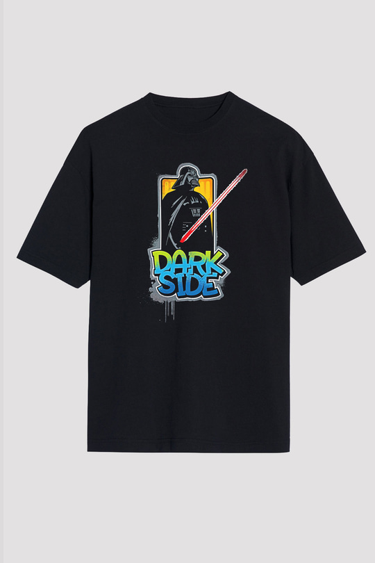 Star Wars (Dart Vader) Baskılı Unisex Siyah Oversize Tişört - Tshirt