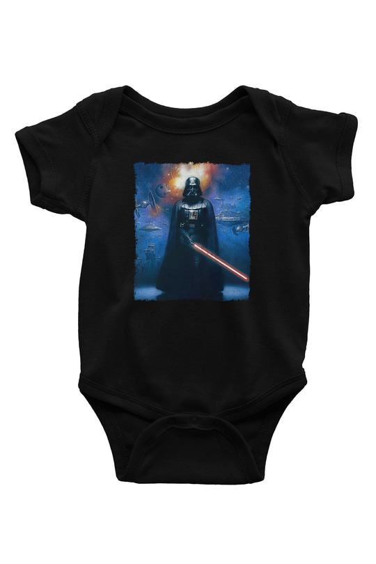 Star Wars (Dart Vader) Baskılı Unisex Siyah Bebek Body - Zıbın