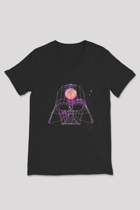 Star Wars (Dart Vader) Baskılı Unisex Siyah V Yaka Tişört - Tshirt