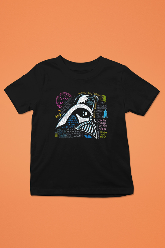 Star Wars (Dart Vader) Baskılı Unisex Siyah Çocuk Tişört - Tshirt