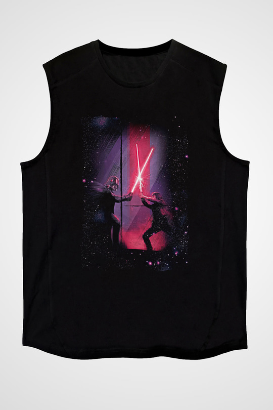 Star Wars (Dart Vader) Baskılı Unisex Siyah Kolsuz Tişört - Tshirt