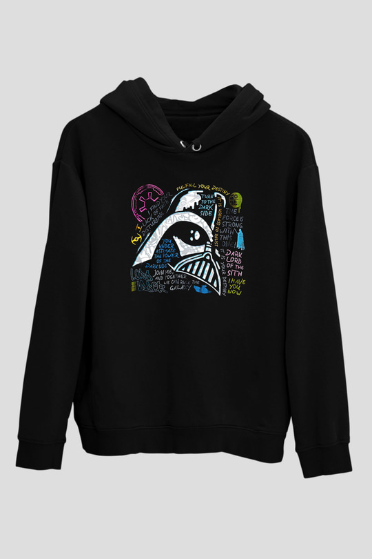 Star Wars (Dart Vader) Baskılı Unisex Siyah Hoodie