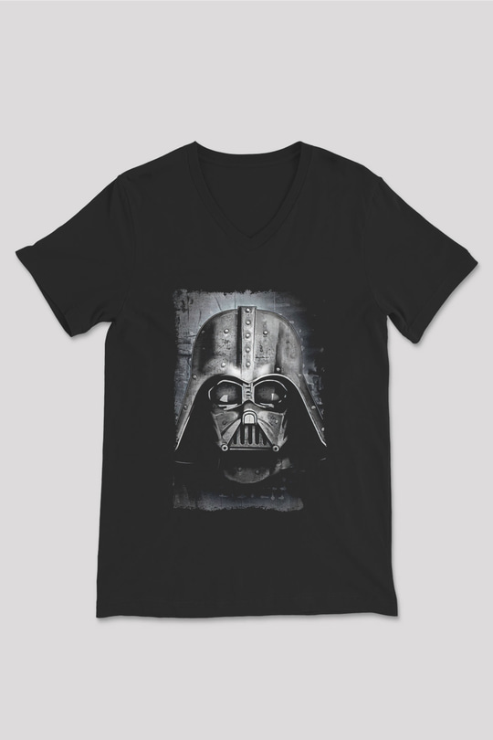 Star Wars (Dart Vader) Baskılı Unisex Siyah V Yaka Tişört - Tshirt