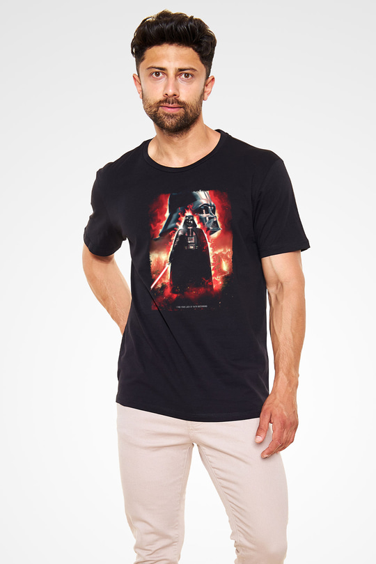 Star Wars (Dart Vader) Baskılı Unisex Siyah Tişört - Tshirt