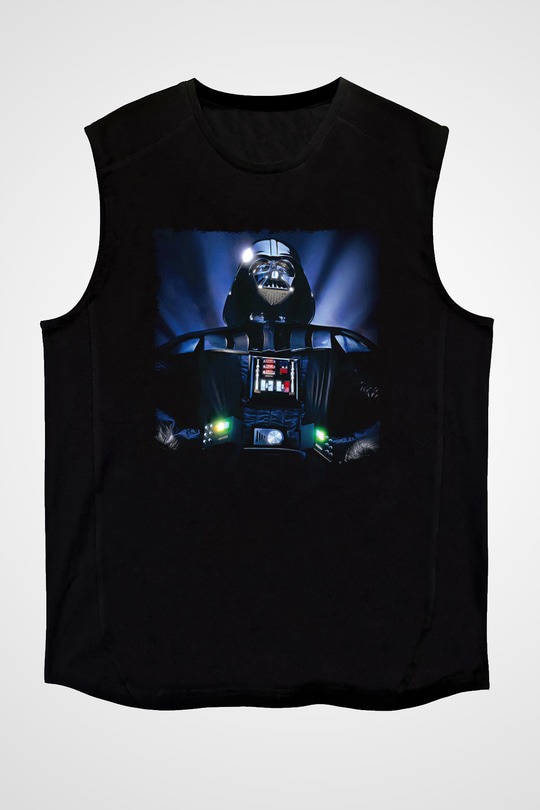 Star Wars (Dart Vader) Baskılı Unisex Siyah Kolsuz Tişört - Tshirt