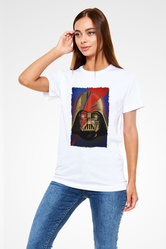 Star Wars (Dart Vader) Unisex Baskılı Beyaz Tişört - Tshirt