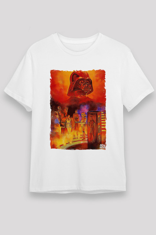 Star Wars (Dart Vader) Unisex Baskılı Beyaz Tişört - Tshirt