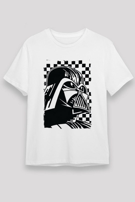 Star Wars (Dart Vader) Unisex Baskılı Beyaz Tişört - Tshirt