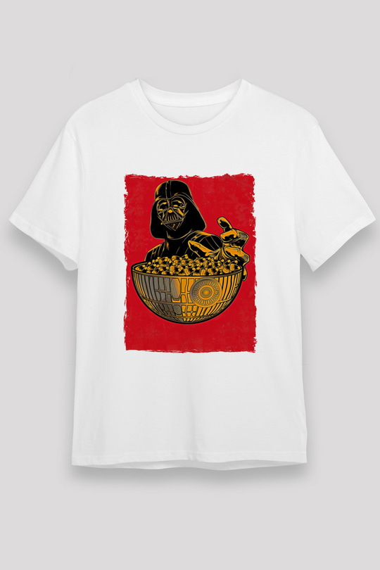 Star Wars (Dart Vader) Unisex Baskılı Beyaz Tişört - Tshirt