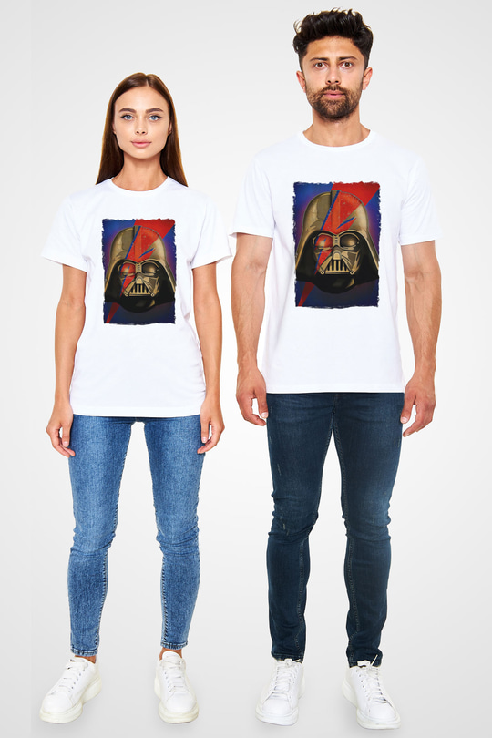 Star Wars (Dart Vader) Unisex Baskılı Beyaz Tişört - Tshirt