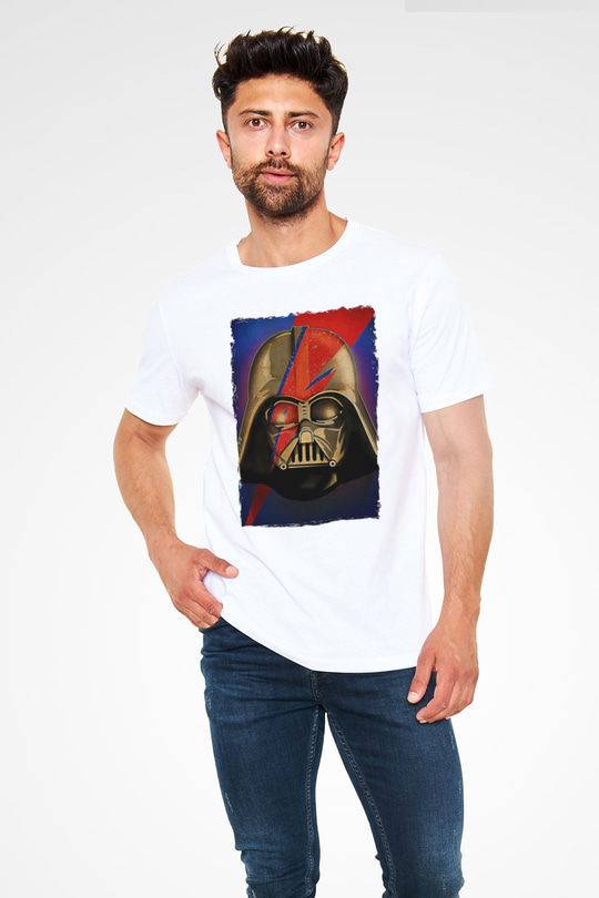 Star Wars (Dart Vader) Unisex Baskılı Beyaz Tişört - Tshirt
