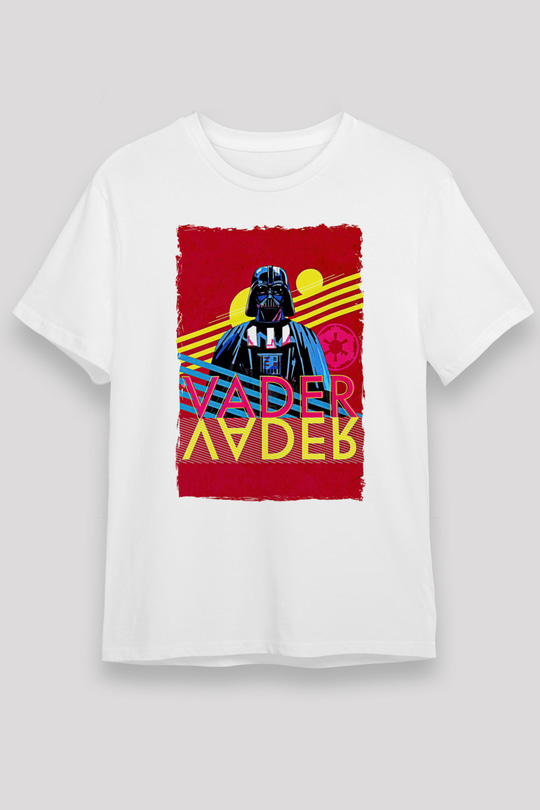 Star Wars (Dart Vader) Unisex Baskılı Beyaz Tişört - Tshirt