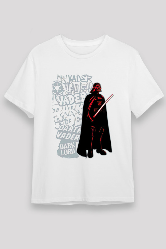 Star Wars (Dart Vader) Unisex Baskılı Beyaz Tişört - Tshirt