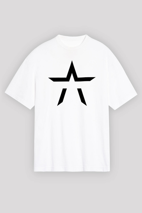 Starset Baskılı Beyaz Unisex Oversize Tişört - Tshirt