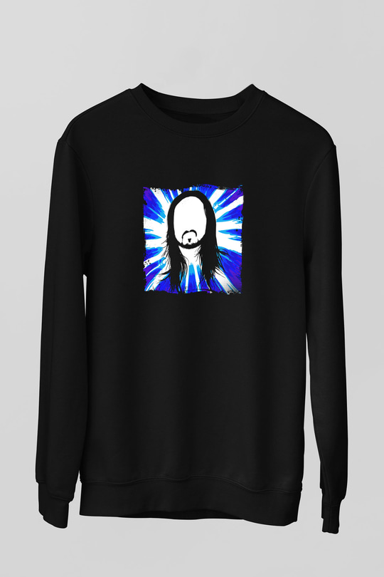 Steve Aoki Baskılı Unisex Siyah Sweatshirt