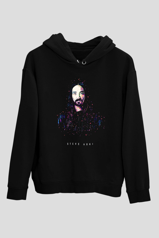 Steve Aoki Siyah Unisex Kapüşonlu Sweatshirt