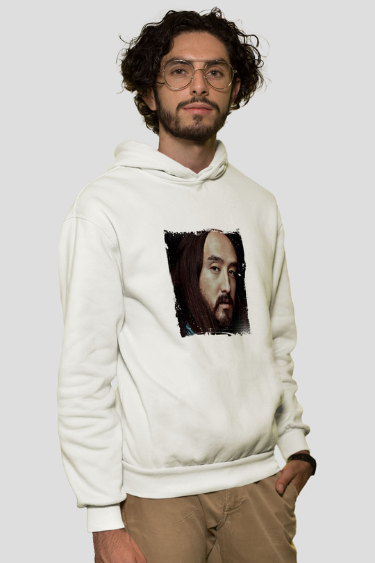 Steve AokiBaskılı Beyaz Hoodie