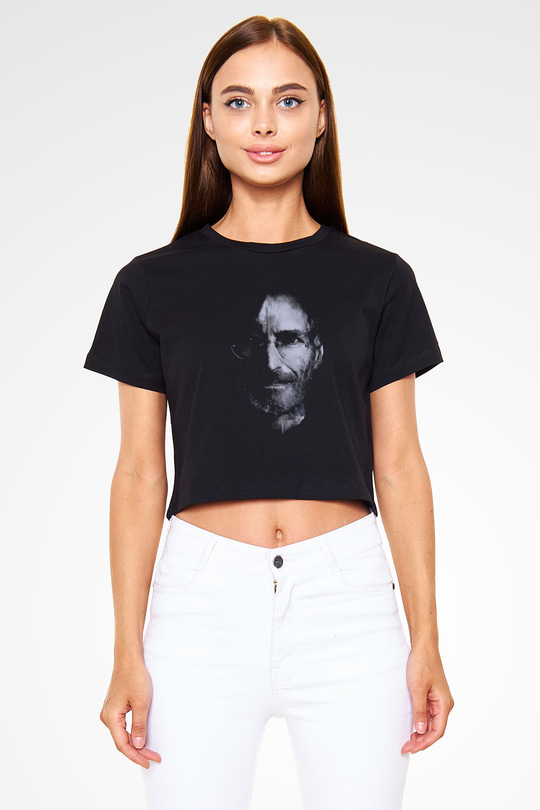 Steve Jobs Siyah  Crop Top Tişört