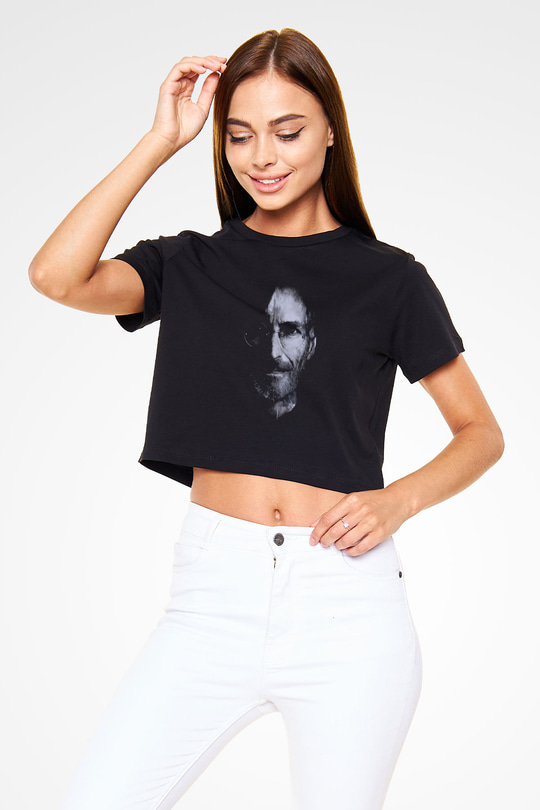 Steve Jobs Siyah  Crop Top Tişört
