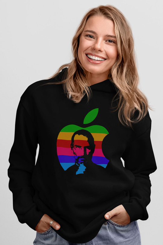 Steve Jobs Siyah Unisex Kapüşonlu Sweatshirt