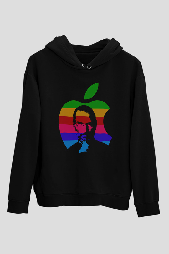 Steve Jobs Siyah Unisex Kapüşonlu Sweatshirt