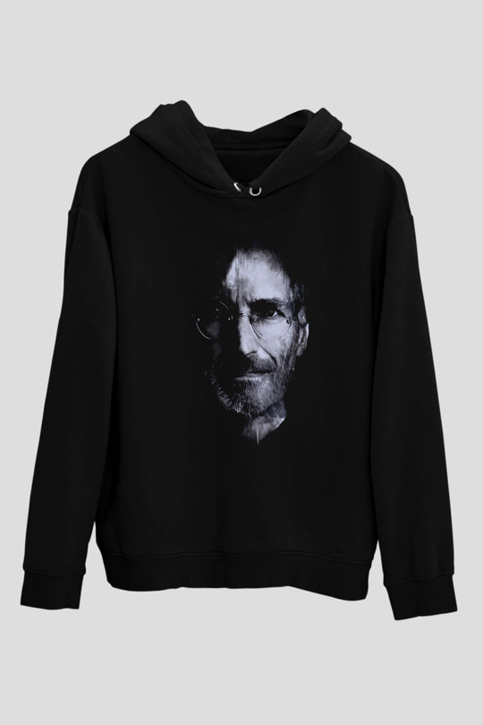 Steve Jobs Siyah Unisex Kapüşonlu Sweatshirt