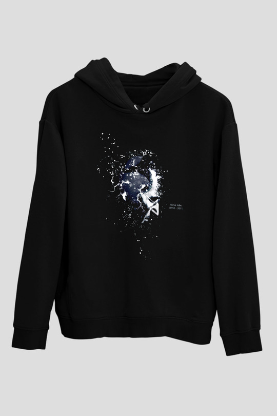 Steve Jobs Siyah Unisex Kapüşonlu Sweatshirt