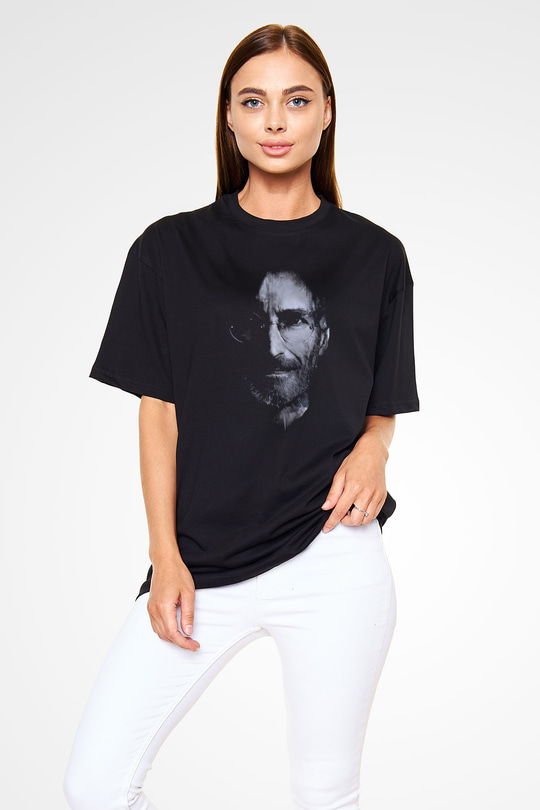 Steve Jobs Siyah Oversize Tişört Oversize T-shirt - TişörtFabrikası