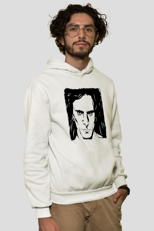 Steve Vai Baskılı Beyaz Unisex Kapüşonlu Sweatshirt