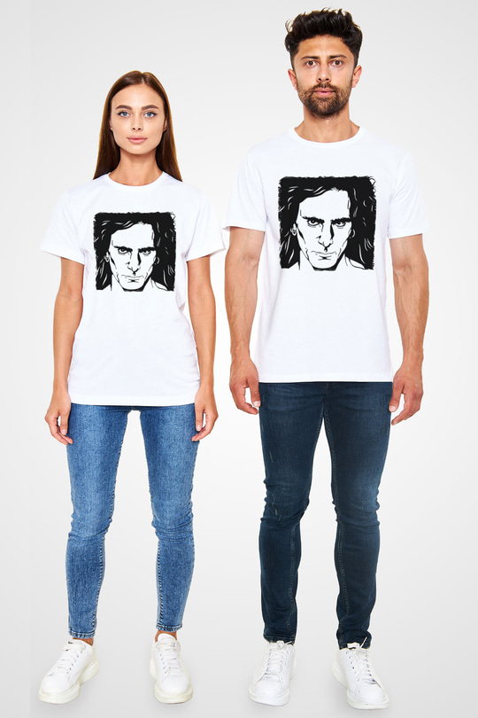 Steve Vai Baskılı Unisex Beyaz Tişört - Tshirt