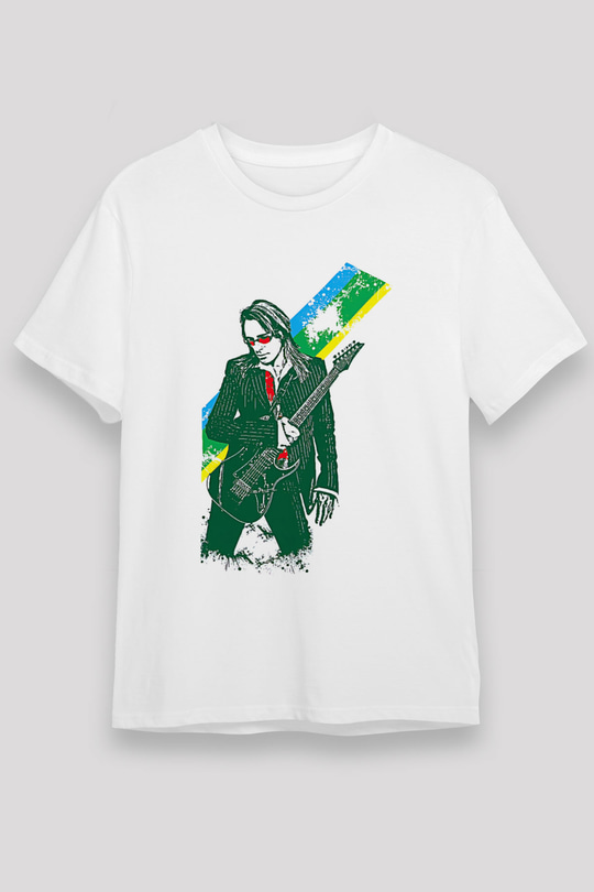 Steve Vai Baskılı Unisex Beyaz Tişört - Tshirt