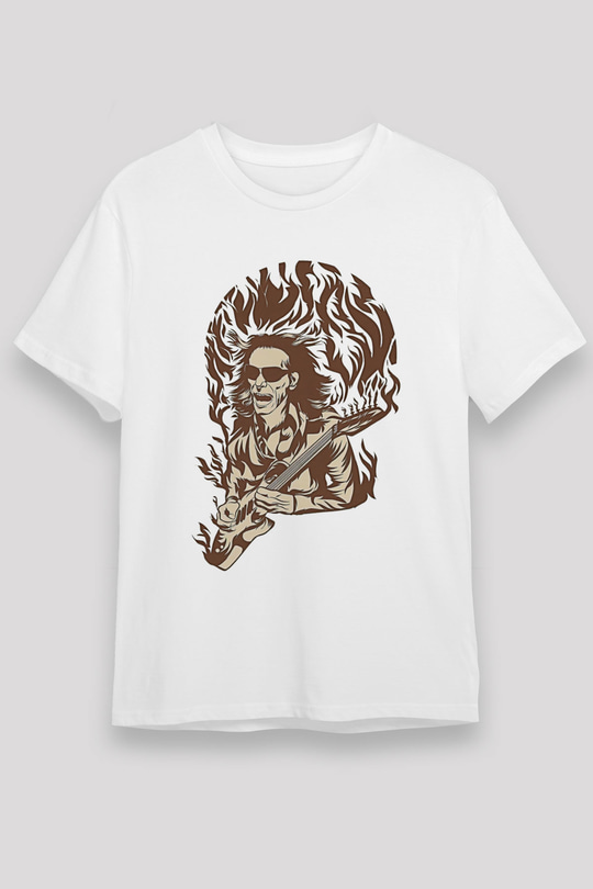 Steve Vai Baskılı Unisex Beyaz Tişört - Tshirt