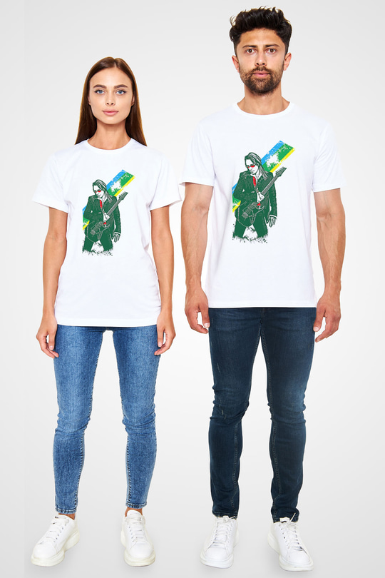 Steve Vai Baskılı Unisex Beyaz Tişört - Tshirt