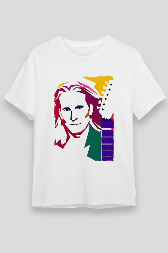 Steve Vai Baskılı Unisex Beyaz Tişört - Tshirt