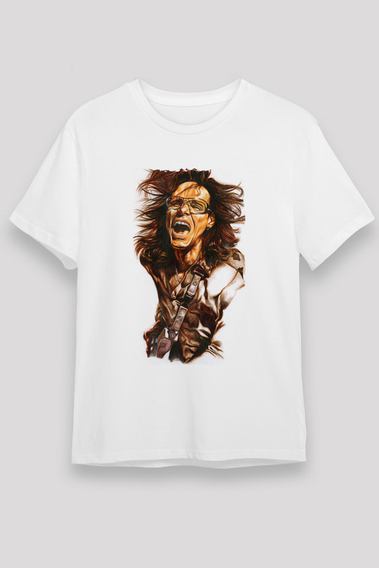 Steve Vai Baskılı Unisex Beyaz Tişört - Tshirt