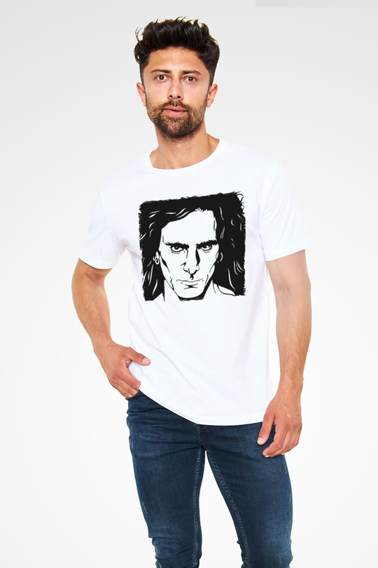 Steve Vai Baskılı Unisex Beyaz Tişört - Tshirt