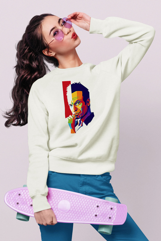 Sting Baskılı Beyaz Unisex Sweatshirt
