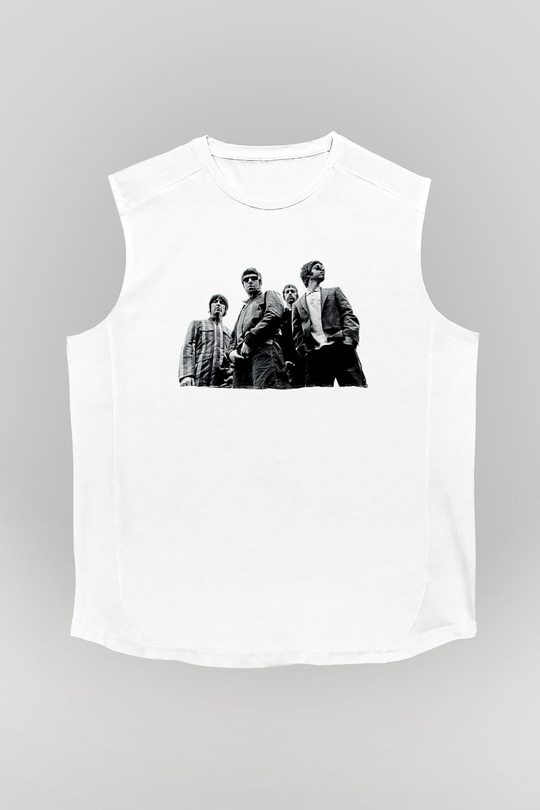 Stone Roses Baskılı Beyaz Unisex Kolsuz Tişört - Tshirt