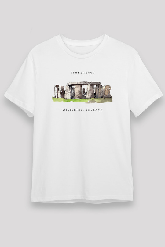 Stonehenge Beyaz Unisex Tişört T-Shirt - TişörtFabrikası