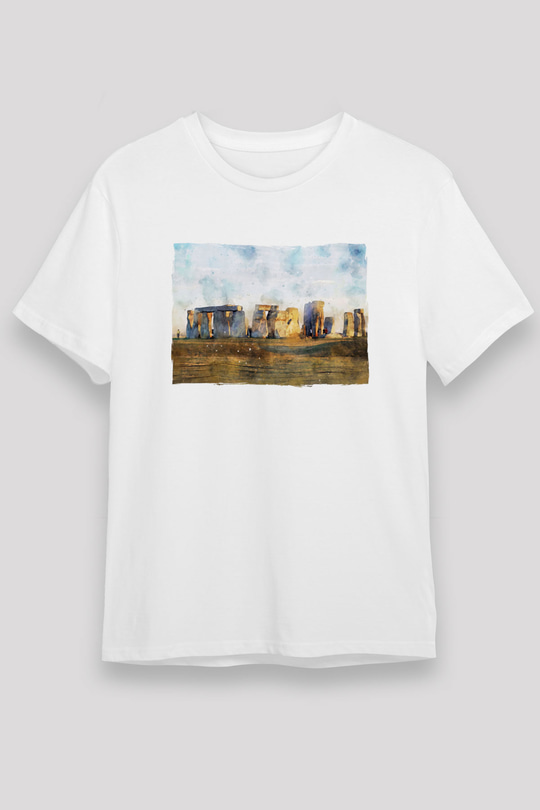 Stonehenge Beyaz Unisex Tişört T-Shirt - TişörtFabrikası